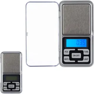 2 x Digitale Feinwaage, wiegt bis 200 g, 0,01 g Schritte, Tara- & Zählfunktion, kalibrierbar, Mini Taschenwaage, silber