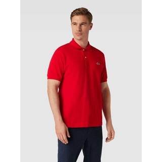 Classic Fit Poloshirt mit Label-Detail, Rot, M