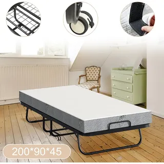 Jiubiaz 80x190cm Gästebett Mit Matratze, Auf Rädern, Klappbar, Klappbett Bis 120 Kg, Tragbar