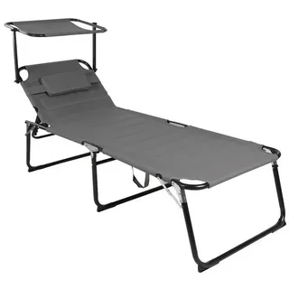 Mojawo XXL Gartenliege Grau mit Dach