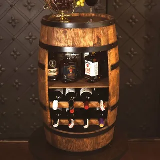 CREATIVE COOPER Weinregal - Weinschrank Mini Bar - Alkohol Schrank Mann - Weinfass - Fass bar - Weinbar - Fassbar - Barschrank - 80cm hoch - Hausba... - Dunkelbraun