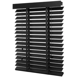 ventanara Jalousie Jalousie Holzjalousie matt Premium Holz Rollo Echtholz 50mm schwarz 180 cm x 180 cm