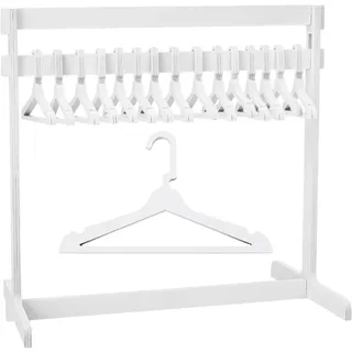 UNICRAFTALE 1 Set 30cm Puppenkleiderständer 15 Kleiderbügeln Holz Kleiner Puppenkleiderständer Weißes Mini Kleiderständer Zubehör Für Puppenhauskatzen Und Welpen