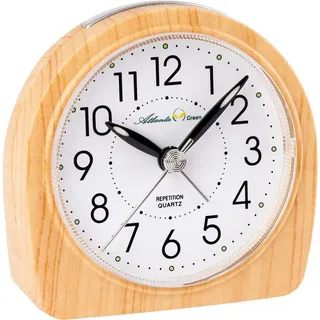 Atlanta Quarzwecker Green, 2507/30 Holzoptik, schleichende Sekunde, Licht beige
