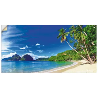ARTland Wanddeko Wandtattoo selbstklebende Vinylfolie 150x75 cm Strand Meer Karibik Küste Insel Palmen Natur S9HV