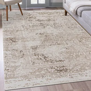 Mazovia Teppich Creme Modern Vintage Teppich - Teppich für Wohnzimmer - ÖKO-TEX Wohnzimmerteppich - Weich Teppiche - Creme Beige - 80 x 150 cm