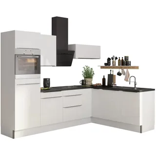 OPTIFIT Winkelküche L-Form 270 cm weiß hochglänzend
