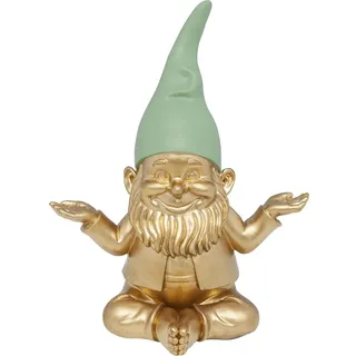 Kare Design Deko Figur Zwerg Meditation, Gold Grün