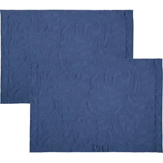 Erwin Müller Platzset Tischset "Cadiz" 2er-Pack, bügelfrei Uni/Ornamente blau
