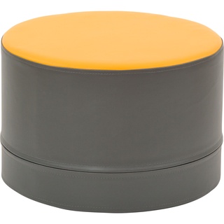Polsterhocker Mini dunkelgrau Säule dunkelgrau / Sitzfläche gelb