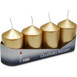 OLShop AG 3er Pack Stumpenkerzen metallic Gold, ca. 50 x 80 mm (3 x 4 Stück) Kerze Kaminkerze Laternenkerze Dekoration