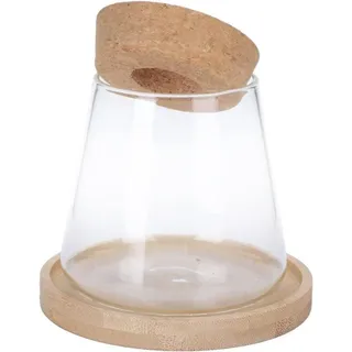Famanu Glasvase Hydrokultur Container - Stabiler Holzrahmen - 9x8,5cm - Braun