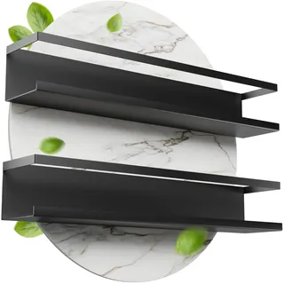 LIKAYA Gewürzregal schwarz 2er Set inkl. 3M Klebepads – Schwarzes Gewürzregal Wand ohne Bohren | Ideal für Ankerkraut und Just Spices | Spice Rack Gewürzregal hängend für Schrank oder Fliesen