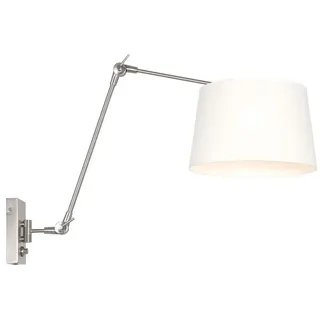 Steinhauer LIGHTING Wandleuchte, Leuchtmittel nicht inklusive, Wandlampe Gelenkleuchte Schlafzimmerleuchte Textil weiß schwenkbar weiß