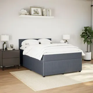 IKAYAA Boxspringbett 140x200 mit matratze und Topper Bett 140x200 mit matratze und lattenrost Polsterbett Doppelbett Schlafzimmer-Dunkelgrau-140 x 200 cm