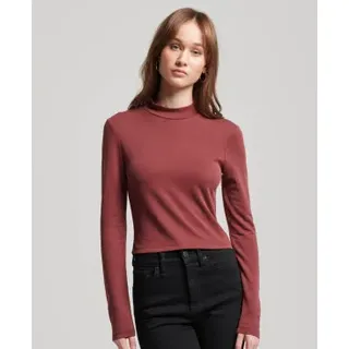 Superdry für Damen. W6011737A Langärmeliges burgunderfarbenes T-Shirt mit offenem Rücken (M), Lässig, Modal, Langarm, Bordeaux