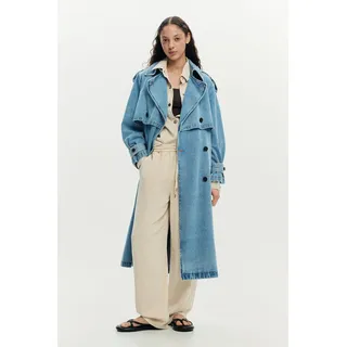 Desigual, Denim-Trenchcoat mit Gürtel, Damen, Baumwolle, Blau, XL, BLUE, XL