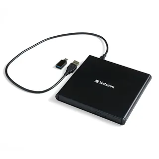 Verbatim Externer DVD-Brenner External Slimline CD/DVD-Brenner, mobiles externes Laufwerk zum Brennen, schnelle Datensicherung, mit Nero Burn & schwarz