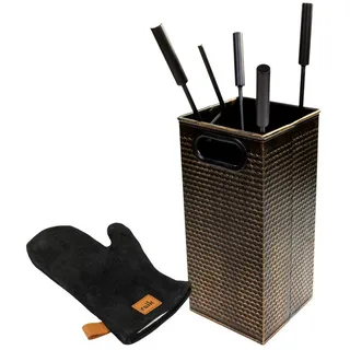 Raik Kamingarnitur raik Kaminbesteck Oskar 5-teilig mit raik Ofenhandschuh