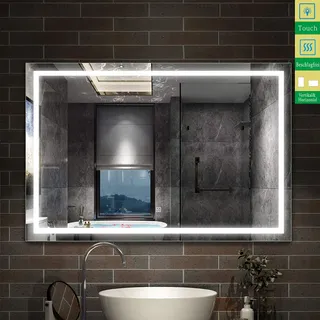 AICA Badezimmer Spiegel LED Touch BESCHLAGFREI Sonne Serie Wandspiegel Badspiegel 90×60cm