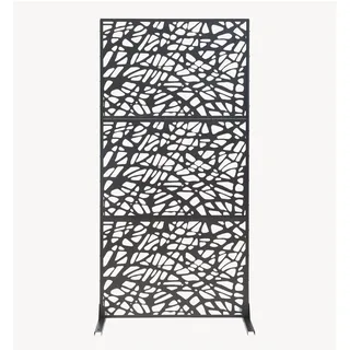 casa.pro Paravent + Raumteiler, Poskind Stahl 200x100x50 cm Schwarz