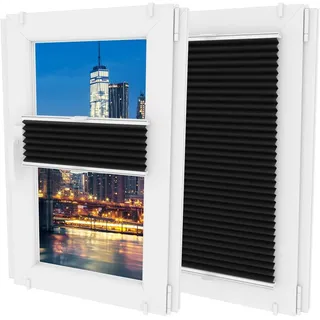 MW GROUP Plissee Ohne Bohren -Nicht-invasive Griffe - Schnelle und Einfache Installation Plissee - Rollos für Fenster Ohne Bohren - Rollos Für Fenster jeder Form(B 20cm x H 20cm,Schwarz)
