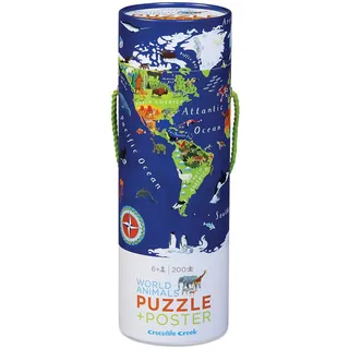 Crocodile Creek Weltkarte 200 Stück Puzzle und passende Poster