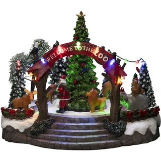 Konstsmide LED Szenerie Weihnachtszoo, mit Musik, 19 Dioden, Innentrafo/batteriebetrieben, schwarzes Kabel, Batterie: 3 x AA 1,5V (exkl.) - 4237-000