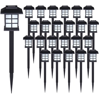 Deuba® Solarlampe für Außen 24er Set LED Wetterfest IP44 Dämmerungssensor Erdspieß Solar Laterne Schwarz Garten Leuchte Außenleuchte Balkon Deko