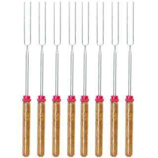 8er-Set Teleskop-Grillspieß & -Gabeln mit Holzgriff, ausziehbar, 90 cm