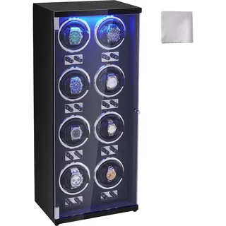 Vevor Uhrenbeweger für 8 Automatikuhren mit LED-Beleuchtung 150–207 mm Schwarz