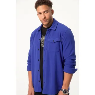 STHUGE Businesshemd Overshirt Fleece Langarm Kentkragen blau 7XL
