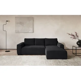 Ecksofa COTTA "Giro L-Form, Recamiere, Breite 252 cm", schwarz (charcoal), B:252cm H:86cm T:170cm, 96% POLYESTER (PES) 4% POLYAMID(PA), Sofas, Ecksofa, wahlweise mit Bettkasten und Trendbezug CORD