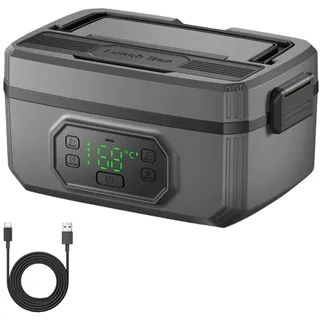 Elektrische Lunchbox mit Akku, Tragbare Beheizte Lunch Box Für Erwachsene, Wiederaufladbare Electric Selbstheizende Essensbox Brotdose mit Zeitsteuerung und Warmhaltefunktion Für Büro Arbeit Camping