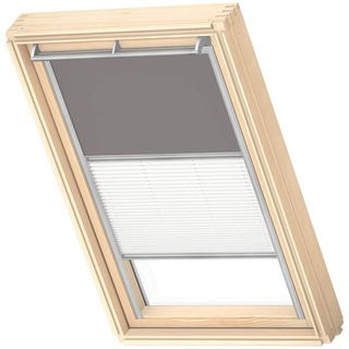 VELUX Original Dachfenster Duo Verdunkelungsrollo für PK06, Grau, mit Grauer Führungsschiene