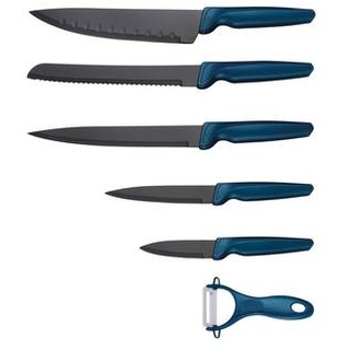 Michelino 6 teiliges Messerset (5 Messer & 1 Sparschäler) Edelstahl scharfe Messerklingen Küchenmesser Petrol