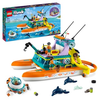 LEGO Friends Seerettungsboot Tierrettungs-Spielzeug Set mit Delfin-Tier-Figuren und U-Boot, Öko-Lernset, Spielzeug-Geschenk für Kinder, Mädchen und Jungen ab 7 Jahren 41734