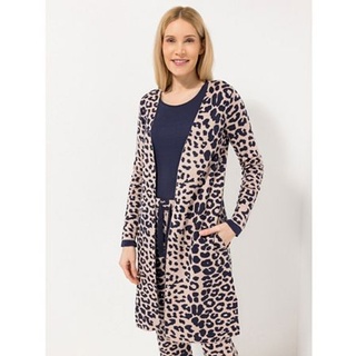 LYLA Strickmantel Soft Strick offene Front Leo-Jacquard