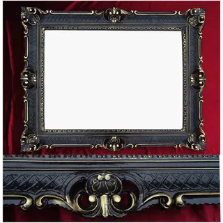 Generisch WANDSPIEGEL BAROCKSPIEGEL Spiegel 90x70 cm ANTIK BAROCK Rokoko Shabby CHIC Renaissance JUGENDSTIL Retro Design MIT ORNAMENTVERZIEHRUNGEN LUXURIÖS PRUNKVOLL (SCHWARZ/Gold DUALCOLOR) 58SP