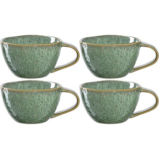Leonardo Matera Kaffee-Tassen 4-er Set, spülmaschinengeeignete Keramik-Tasse, 4 mikrowellenfeste Becher, Tassen aus Steingut, grün 290 ml, 018589