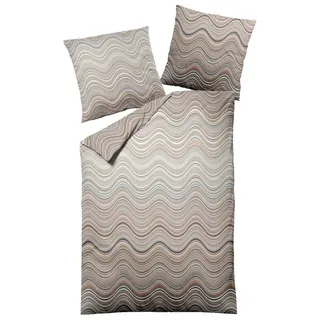Dormisette Bettwäsche Dormisette Edel Biber Bettwäsche 155x220 Wellen braun türkis 2814-031, Biber, 2 teilig braun