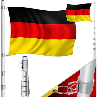 Kesser KESSER® Teleskop Fahnenmast Aluminium 6,30m Bodenhülse 60cm inkl Deutschlandfahne 150 * 80cm, 50cm