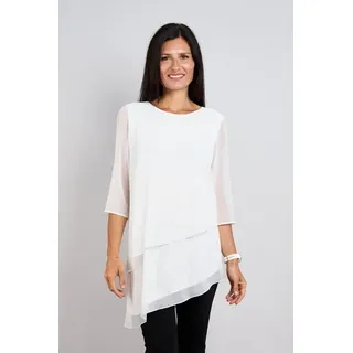 Seidel Moden Longbluse 3/4-Arm im Lagen-Look / asymmetrischer Schnitt / MADE IN GERMANY weiß 42 EU