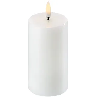 Piffany Copenhagen Uyuni Lighting Pillar LED Kerze 5,8 x 10 cm Echtwachs Weiss - 6 Stunden Timerfunktion - Keine Brandgefahr, Keine Rußbildung und kein Geruch