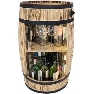 weeco Holzfass Hausbar mit LED Leuchten - Barschrank - Weinfass als Weinregal - Weinschrank im Retro Stil - Bar aus Holzfass - Weinfass Bar 80x50cm