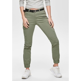 Cargohose ONLY "ONLMISSOURI" Gr. 36, Länge 32, grün (olivgrün) Damen Hosen 5-Pocket-Hose Stoffhosen mit Stretchsäumen