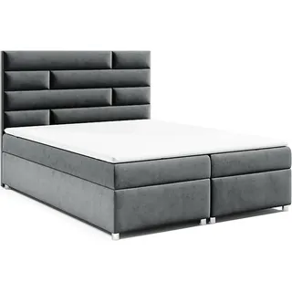 Best For Home Boxspringbett mit Bettkasten Trinity K-5 Bonellfederkern inkl - Grau