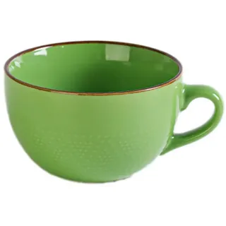 Disoza Tasse Große Kaffeetasse Keramik 700ml Tee Suppenschüssel Grün mit Griff