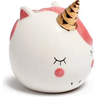 Spardose Einhorn Weiß Spartopf Keramik Sparschwein Geldbüchse - Weiß