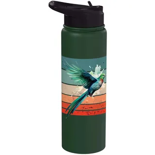 Niedlicher bunter Quetzal, realistischer Göttervogel Stainless Steel Insulated Water Bottle